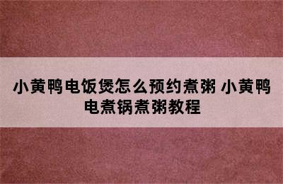 小黄鸭电饭煲怎么预约煮粥 小黄鸭电煮锅煮粥教程